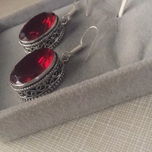 NEW Red quartz earrings silver earrings - Picture 7 of 12
